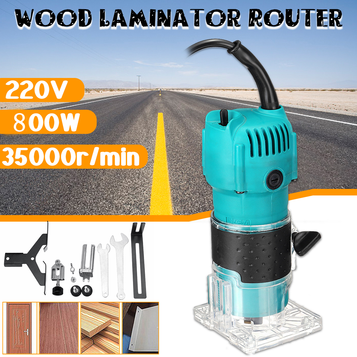 CoCocina 220V 800W 35000r/min Electric Hand Trimmer Wood Laminator Router Joiners Tool 