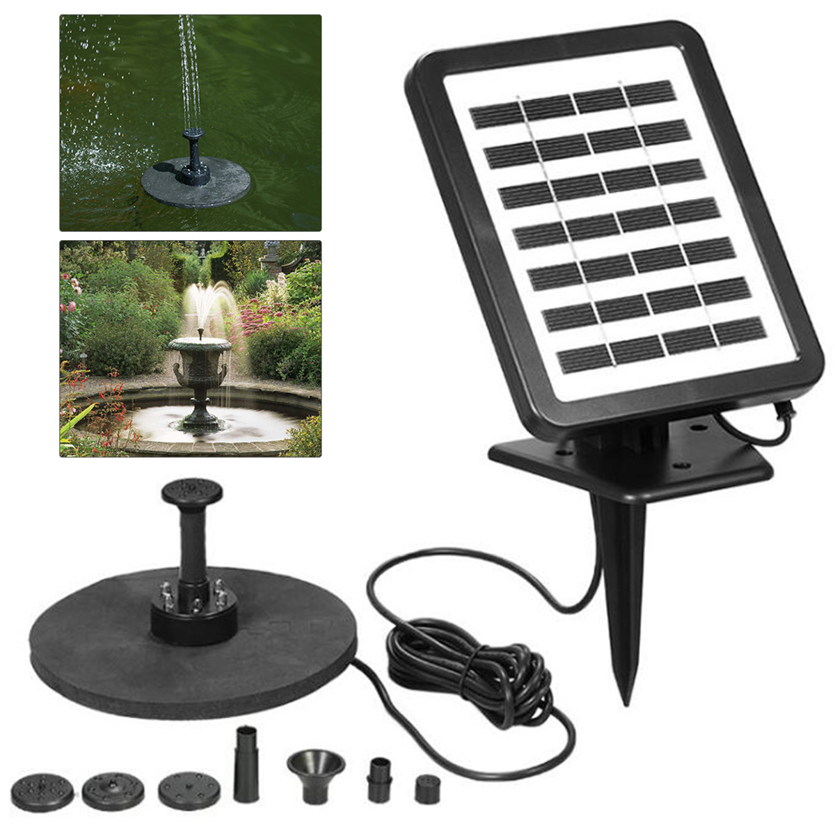 

7V 1.5W Solar Panel Powered Pump Birdbath Fountain Water Pump For Garden Night Pond Pool