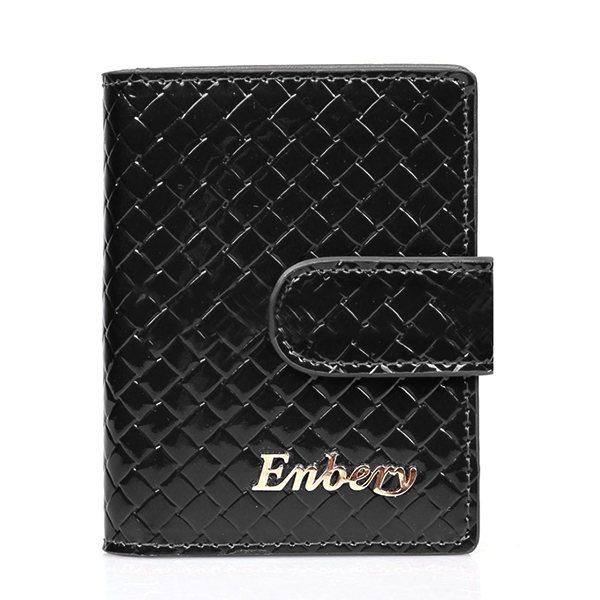 

Genuine Leather RFID Hasp Card Holder Quilted Business Name Case Short Wallet