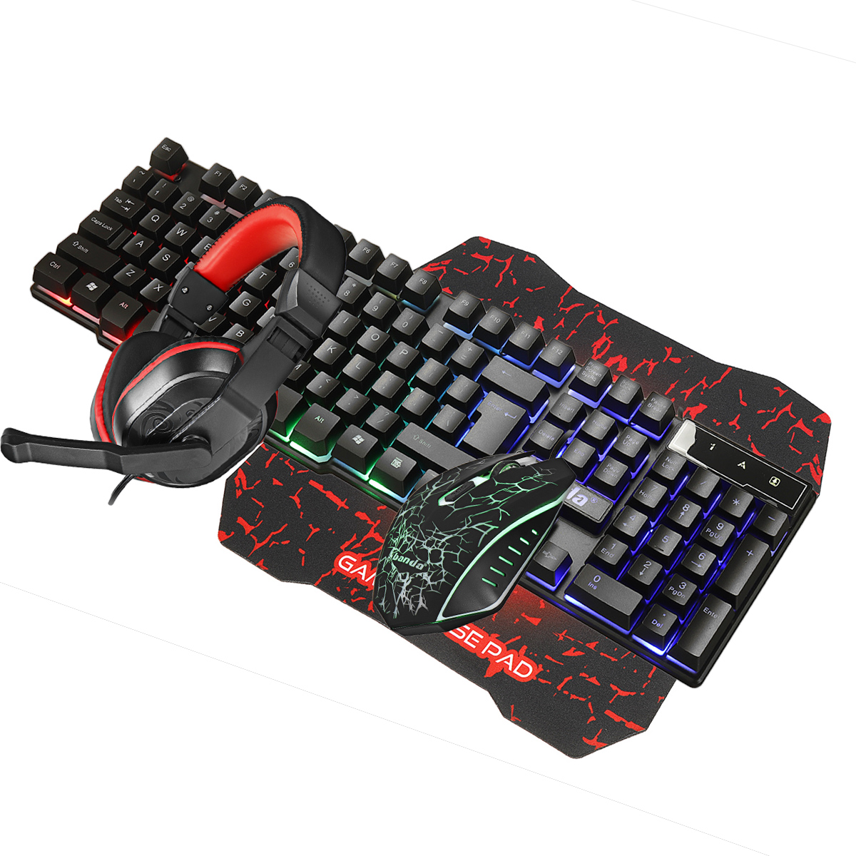 Find 4Pcs Gaming Devices Set 104 Keys LED Backlit Gaming Keyboard 3600DPI Ergonomic Mouse 3 5mm Wired Headset Anti slip Mouse Pad Combo for Sale on Gipsybee.com with cryptocurrencies