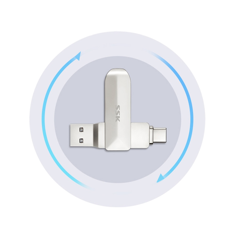 Find SSK 2 IN 1 Type-C USB 3.0 Flash Drive 360Â° Rotation Zinc Alloy USB Disk 32G 64G 128G 256G Portable Thumb Drive for Computer Phone SFD050 for Sale on Gipsybee.com with cryptocurrencies