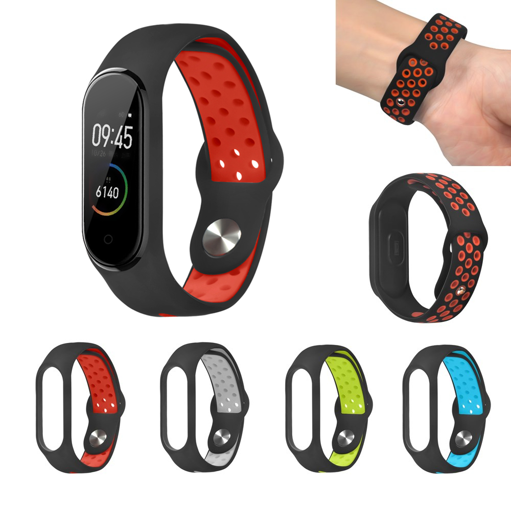 

Bakeey Silicone Pore Dual Color Stainless Steel Buckle Replacement Watch Band for Xiaomi Mi Band 4&3 Smart WatchNon-or