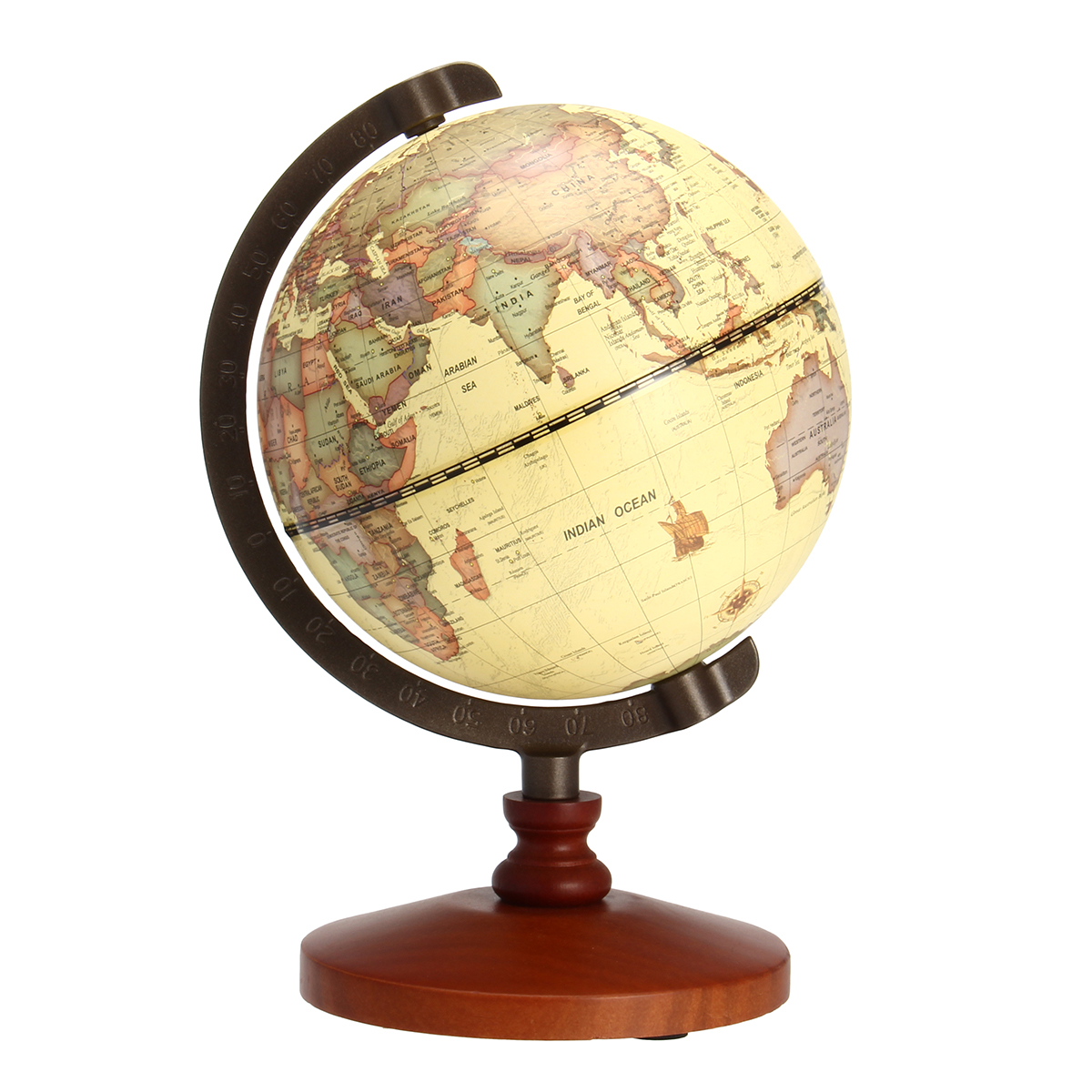 

5.5" Vintage Desktop Table Rotating Earth World Map Globe Antique Geography Home Decor Gift Toys