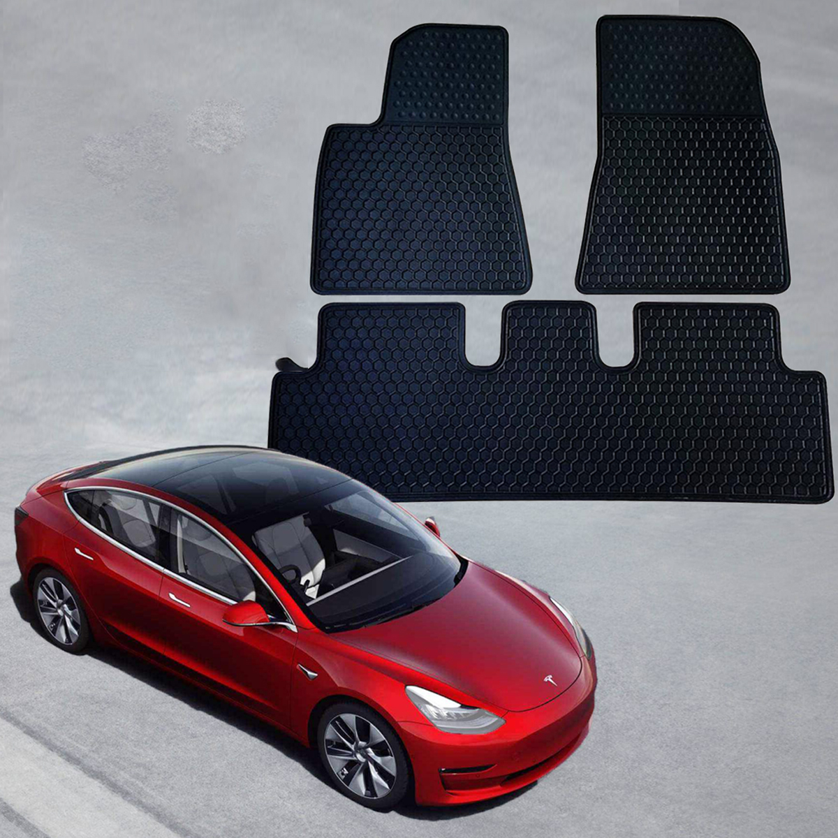

For Tesla Model 3 Car Rubber Front Rear Floor Mat Carpet Set Waterproof Pad