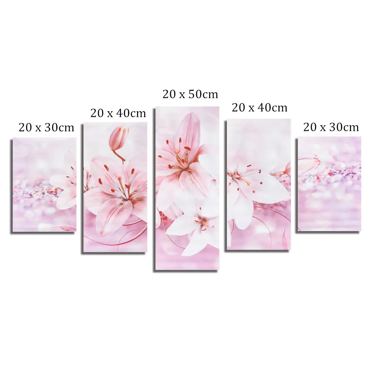 5PCS Lilies Frameless Modern Canvas Painting Mural Wall Picture Paintings Home Decoration