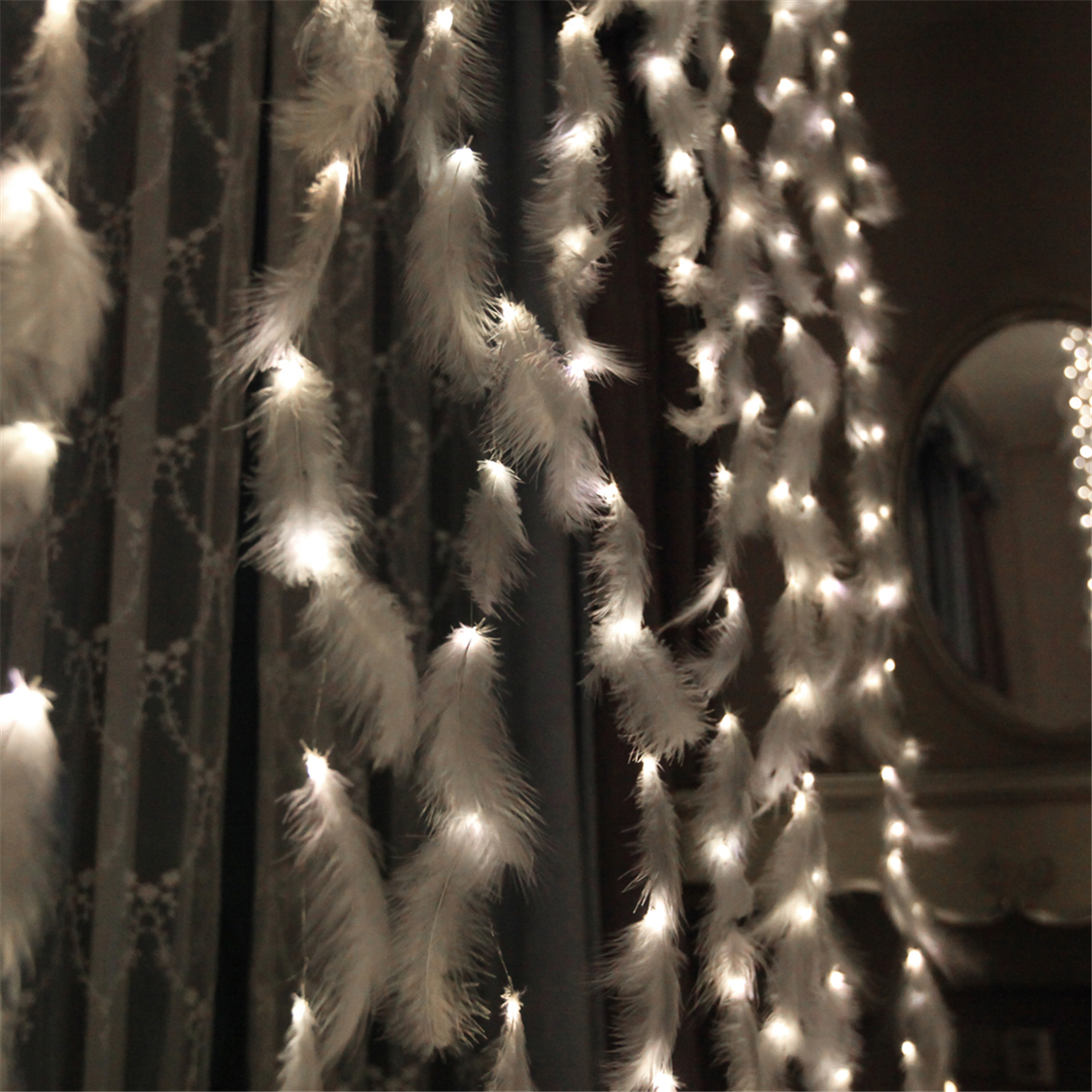 Find 3 2M 3 3M Feather Copper Wire 8 Modes LED Curtain String Light USB Lamp for Room Party Decoration for Sale on Gipsybee.com with cryptocurrencies