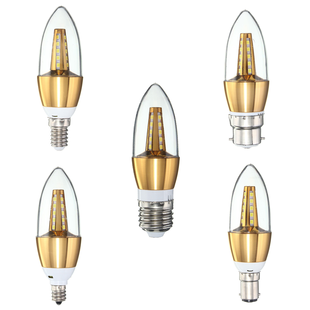 

E27 E14 E12 B22 B15 4W 25 SMD 2835 LED Pure White Warm White Golden Candle Light Lamp Bulb AC85-265V
