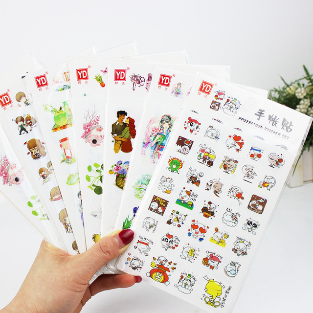 

S1 Creative Cute Diy Album Hand Account Phone Decorative Stickers Cartoon Girl Notebook Small Stickers 6 Sheets Into