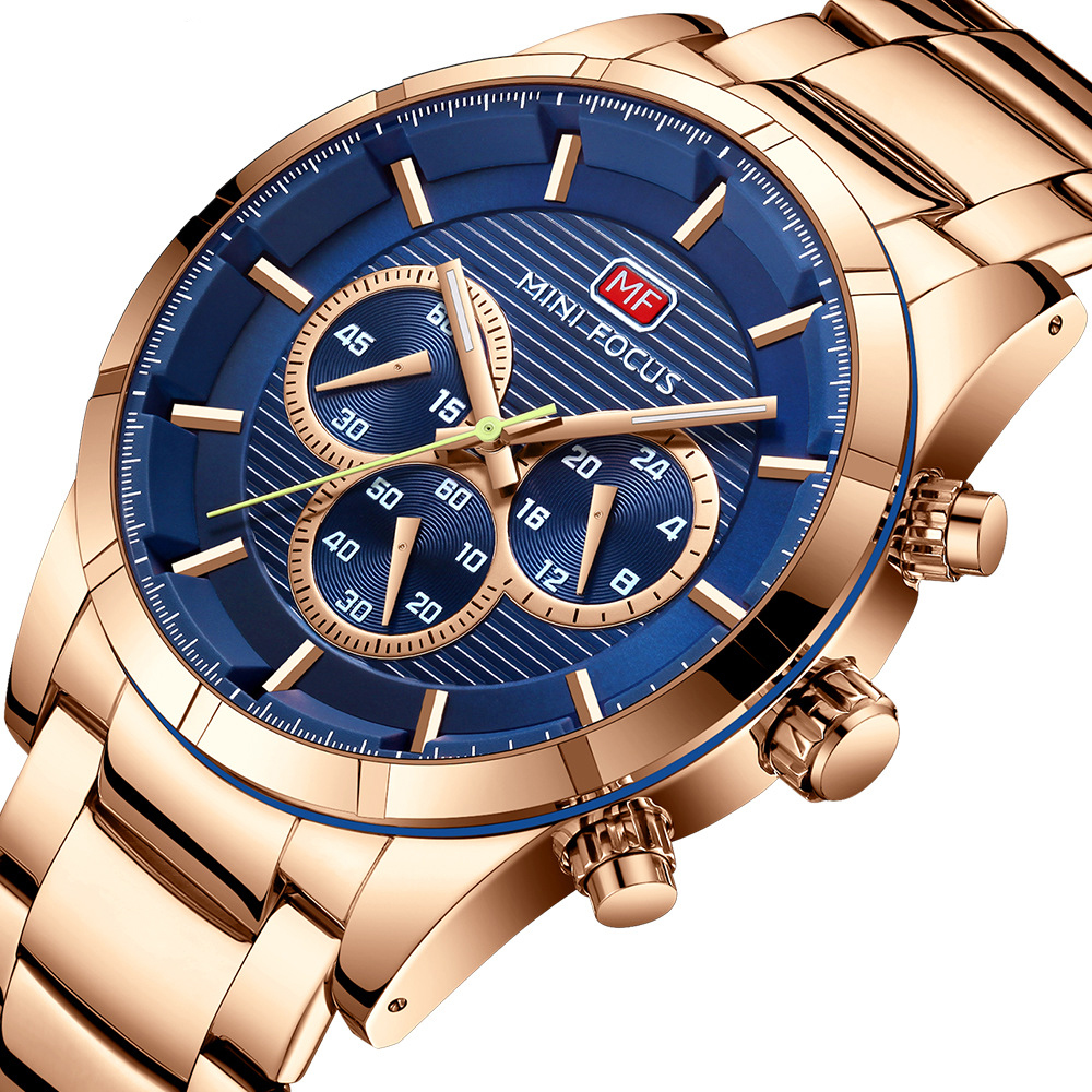 

MINI FOCUS MF0170G Деловой стиль Мужские наручные часы из нержавеющей стали Стандарты Кварцевые часы