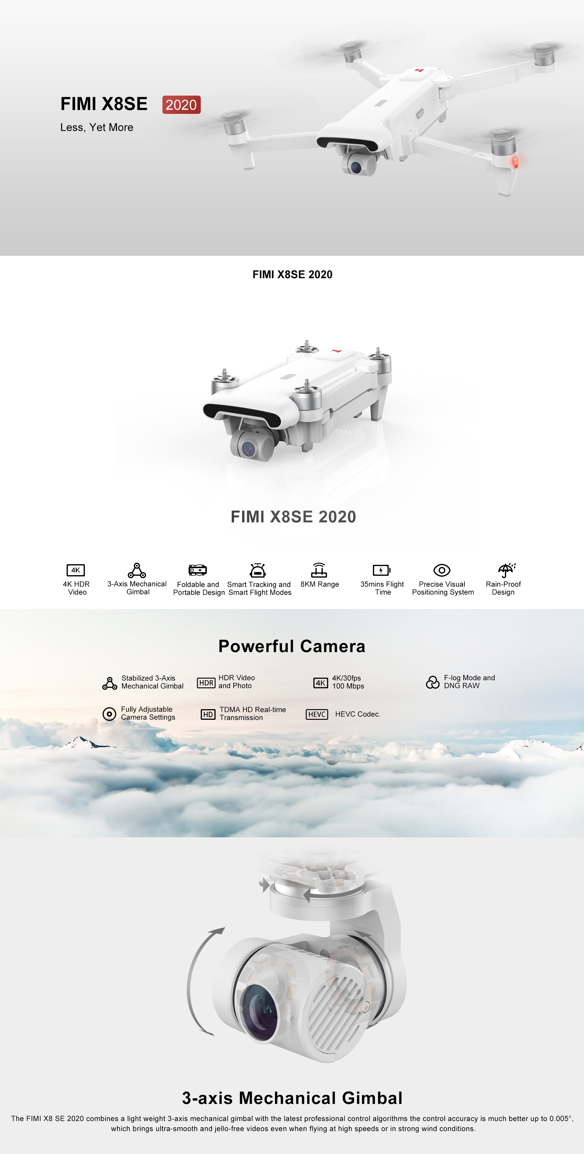 FIMI X8 SE 2020 8KM FPV With 3-axis Gimbal 4K Camera GPS RC Drone Quadcopter RTF Two Batteries Version (With Storage Bag No FIMI Premium Care) 71