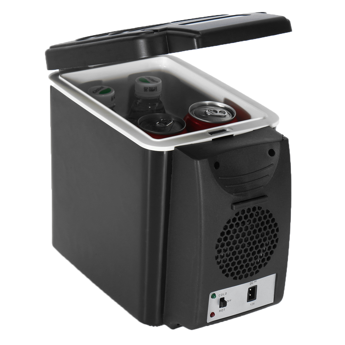 

6L 12V 37W Cooling Heat Temperature 5℃ To 65℃ Mini Hot And Cold Black Car Refrigerator