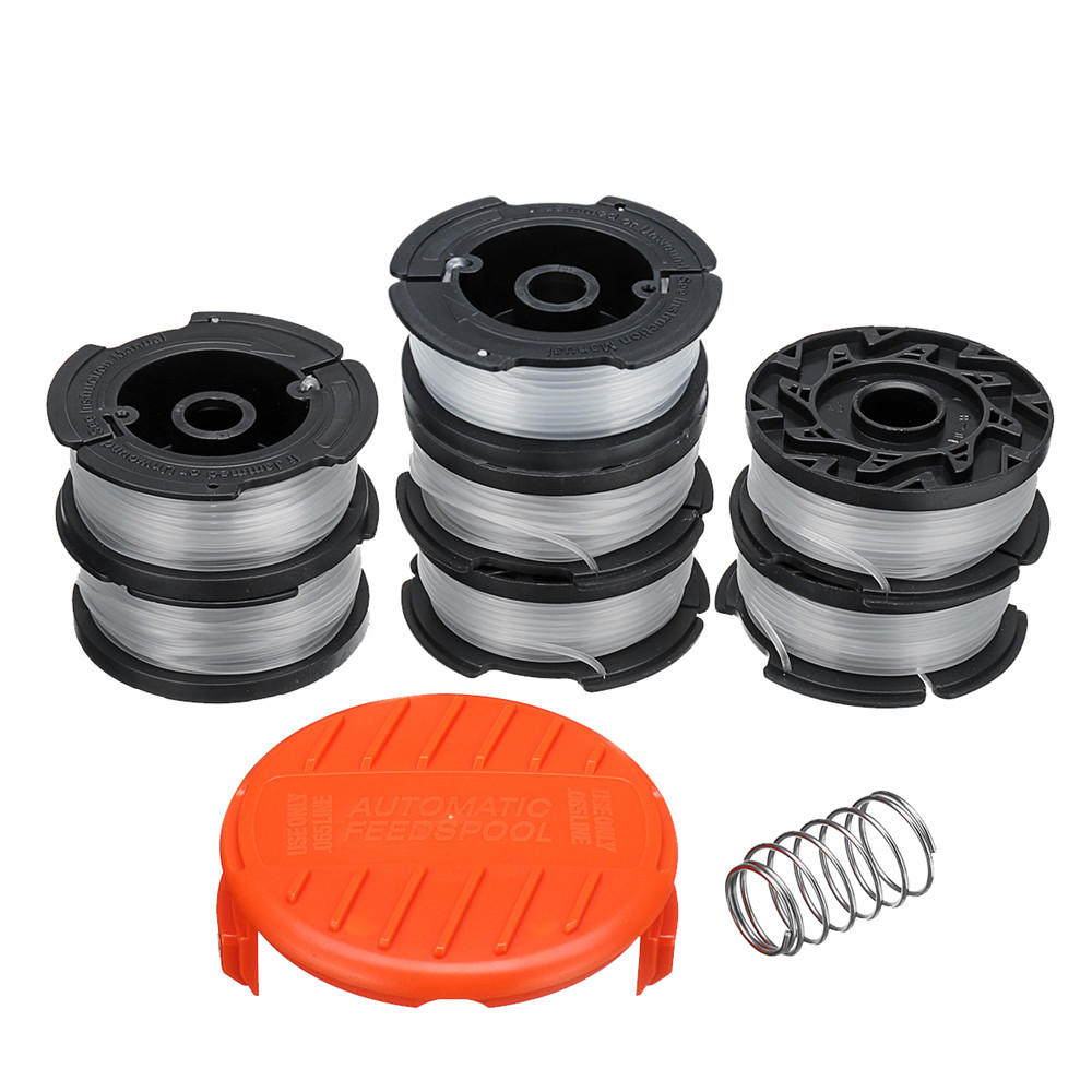 

9pcs 30ft 0.065 Inch Trimmer Head Line and Spool Cap Cover For Black And Decker GH400 GH500 GH600