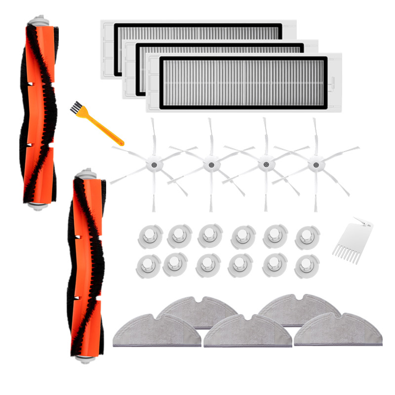 

28PCS Replacements for Roborock Vacuum Cleaner Water Tank Filters*12 Mop Cloths*5 Side Brushes*4 Filters*3 Main Brushes*2 Yellow Brush*1 White Brush*1