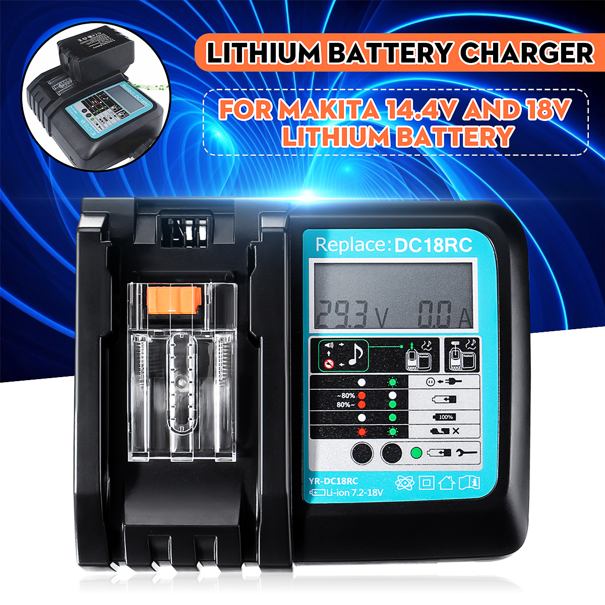 Rapid Battery Charger For Makita BL1830 BL1840 BL1850 BL1860 7.2V-18V 4A UK Plug 