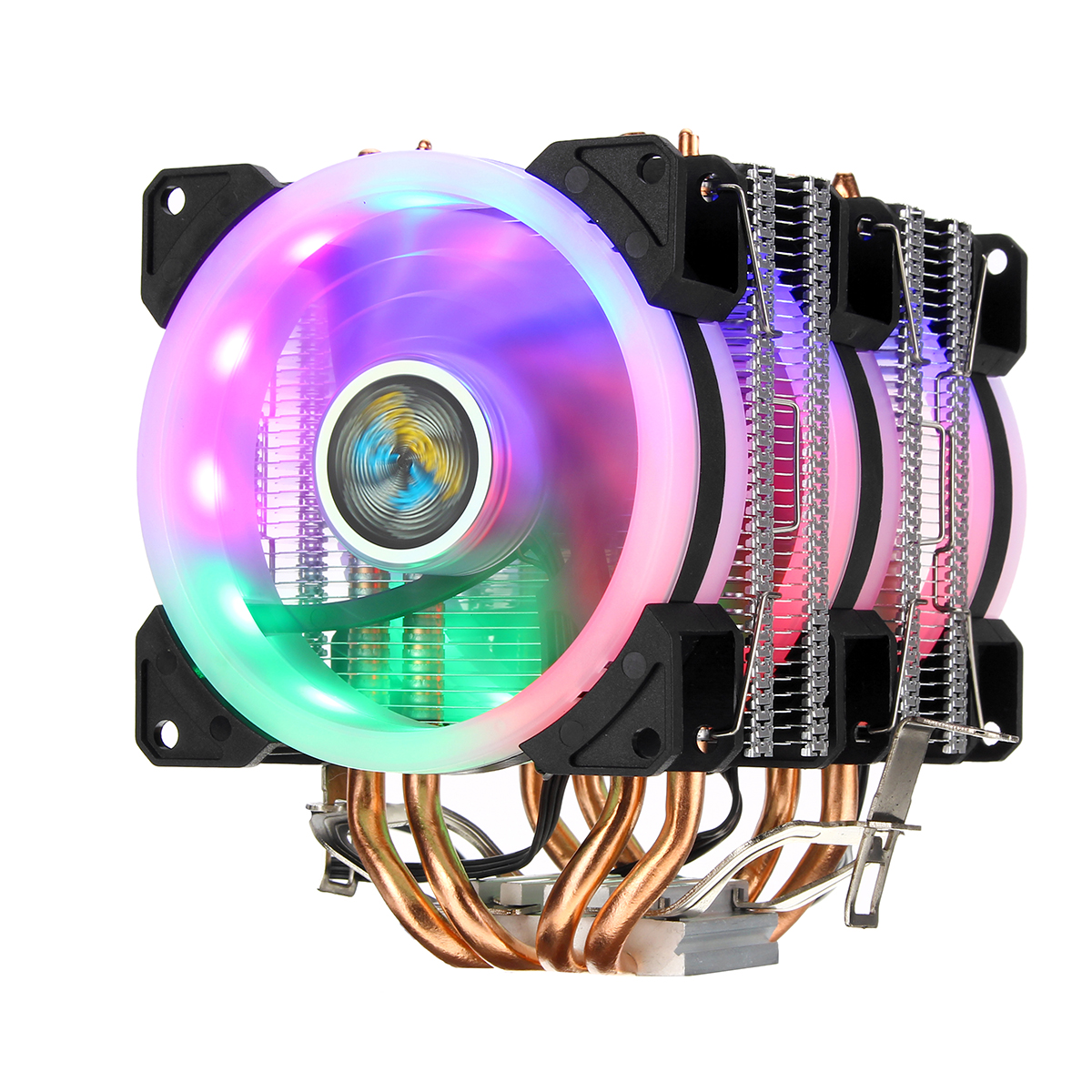 

Aurora Colorful Backlit 3Pin 3 Fans 4 Copper Tube Dual Tower CPUCooling Fan Cooler Heatsink for Intel AMD