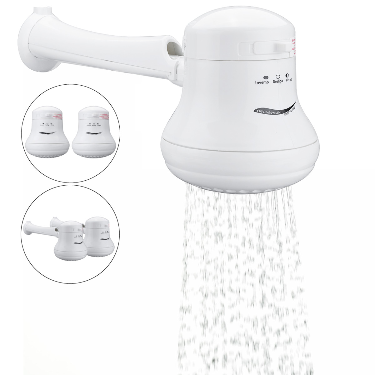 

110V/220V-240V 0.8 Inch Electric Shower Head Instant Water Heater 5.7ft Hose
