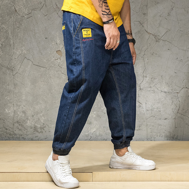 

Extra Large Code Nine Points Jeans Men's Youth Fat Man Plus Fertilizer Increase Beam Pants Harem Pants Casual Loose Pants