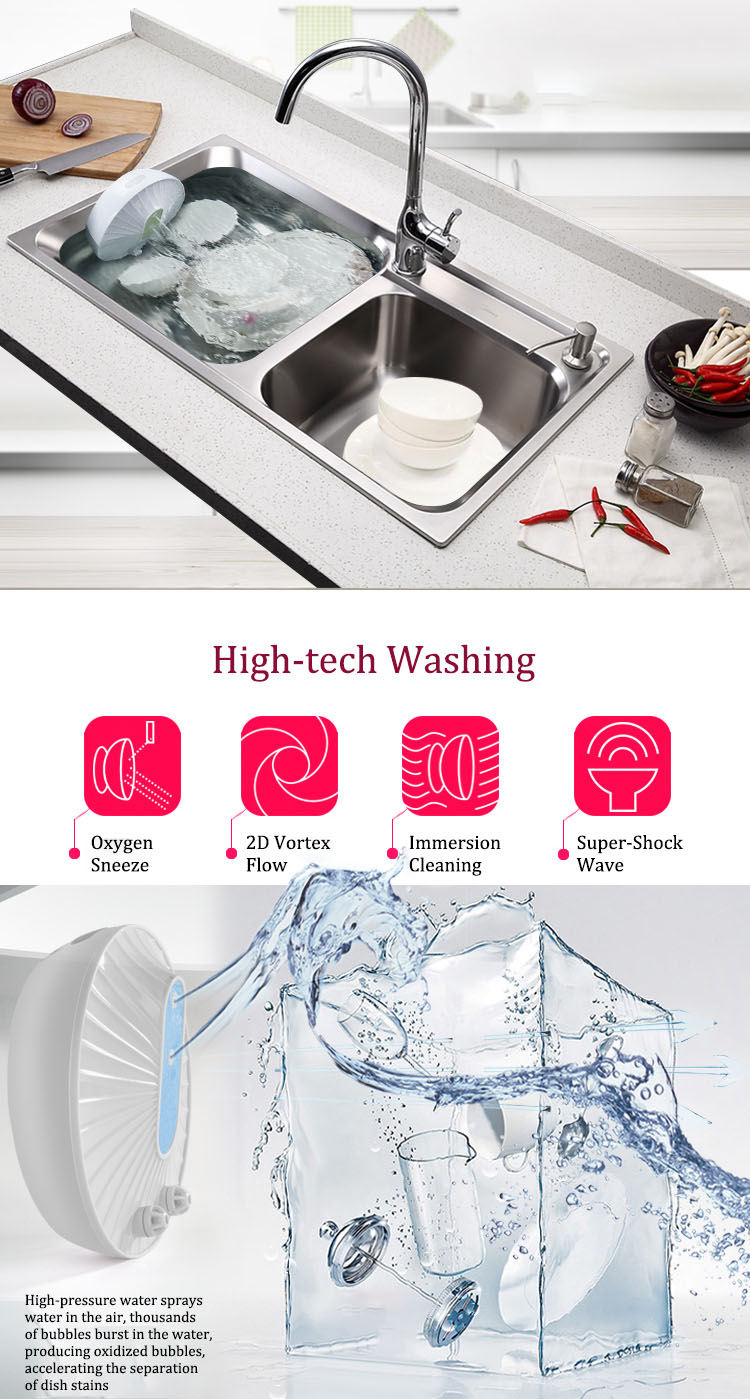 Mini Ultrasonic Dishwasher Portable Fruit Cleaner High Pressure Wave Dish Washer Usb Charging Dishwasher