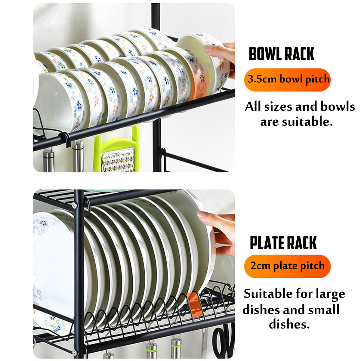 Spacious dish rack for sink