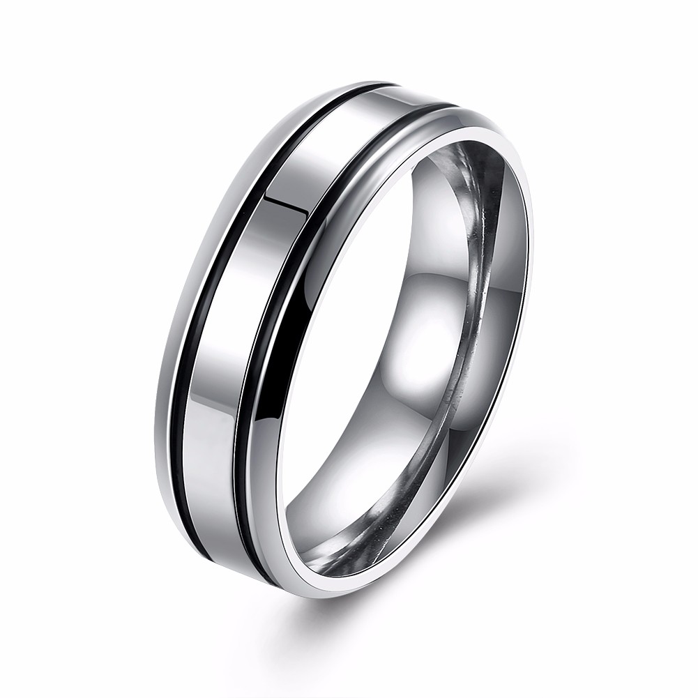 

Silver Stainless Steel Women Men Couple Lover Ring Jewelry Gift For Wedding