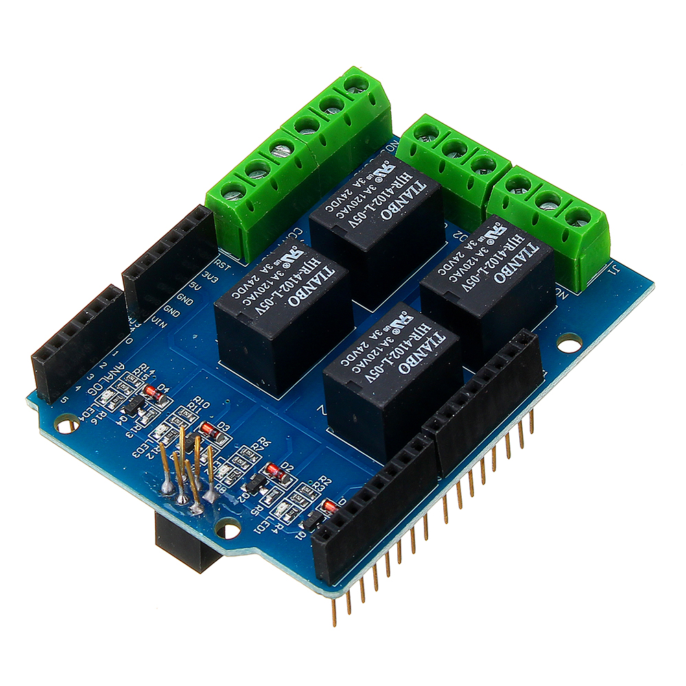 

5V 4CH 4 Channel Relay Shield Extended Relay Module Geekcreit for Arduino - products that work with official Arduino boa