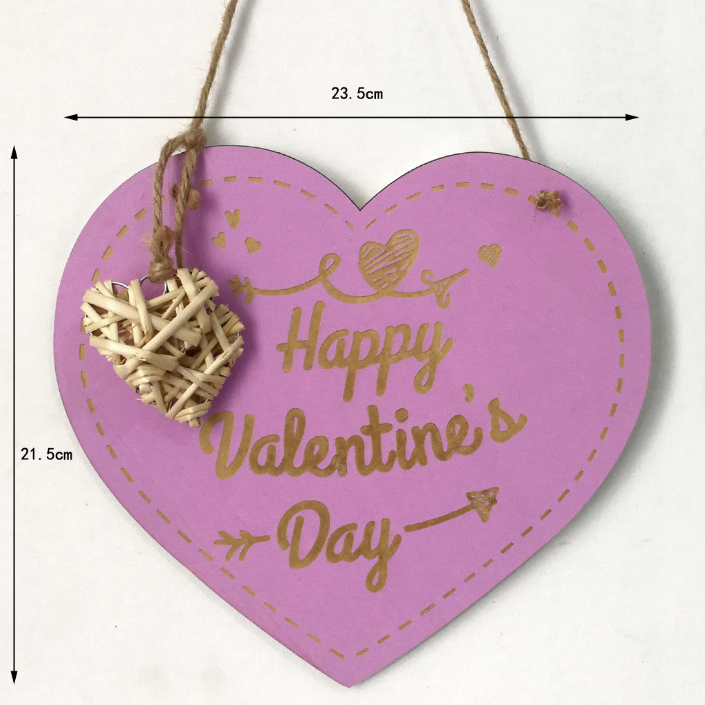 Valentine's Day Laser Engraving Wood Heart Door Decor Wall Hanging Sign Craft Ornaments Party Decorations 11