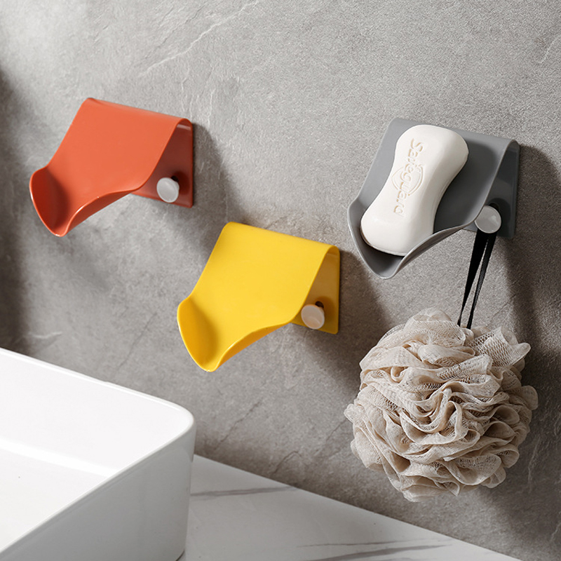 1Pcs Soap Dish Self-adhesive Wall-mounted Creative Drain Tray for Bathroom 