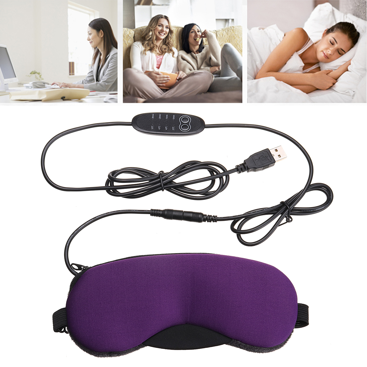 

USB Heat Steam Cotton Eye Patch Hot Compress Eye Massage Mask Heating Hot Pad Temperature Control