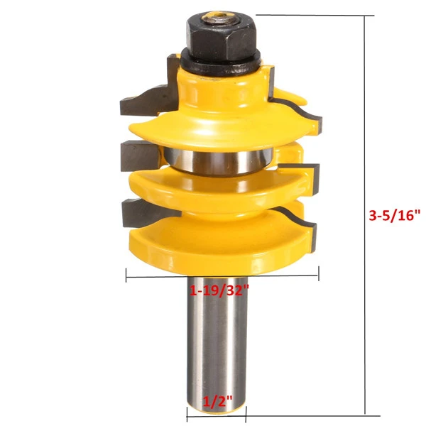 1/2 Inch Shank Stacked Rail and Stile Router Bit Woodworking Tool