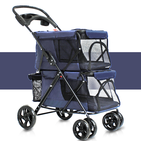 

Pet Stroller 4 Wheel Folding Cat Dog Breathable Carrier Travel Camping Portable Pet Cart