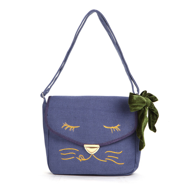 

Женщины хлопка кота Bowknot мешки плеча девушки милые Crossbody сумки посыльного сумки