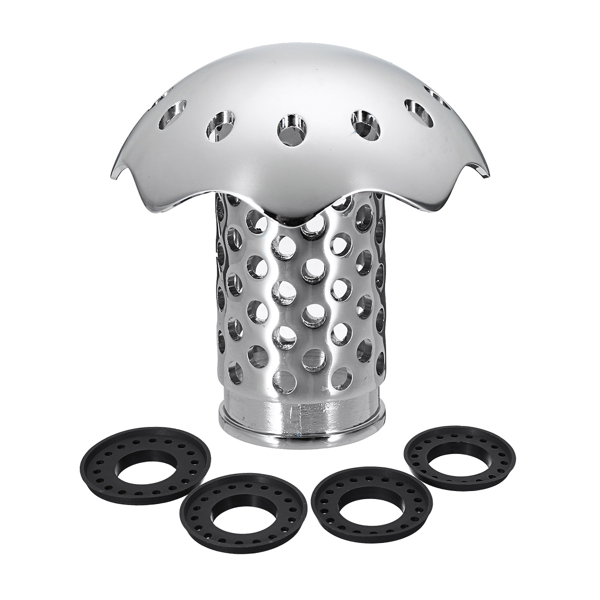 

Stainless Steel Bath Tub Floor Drain Stopper Protector Hair Catcher Strainer+4 Rubbers
