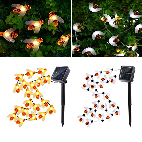 

Solar Powered 5M 20LEDs Waterproof Black Yellow Bee Fairy String Light for Garden Party Christmas