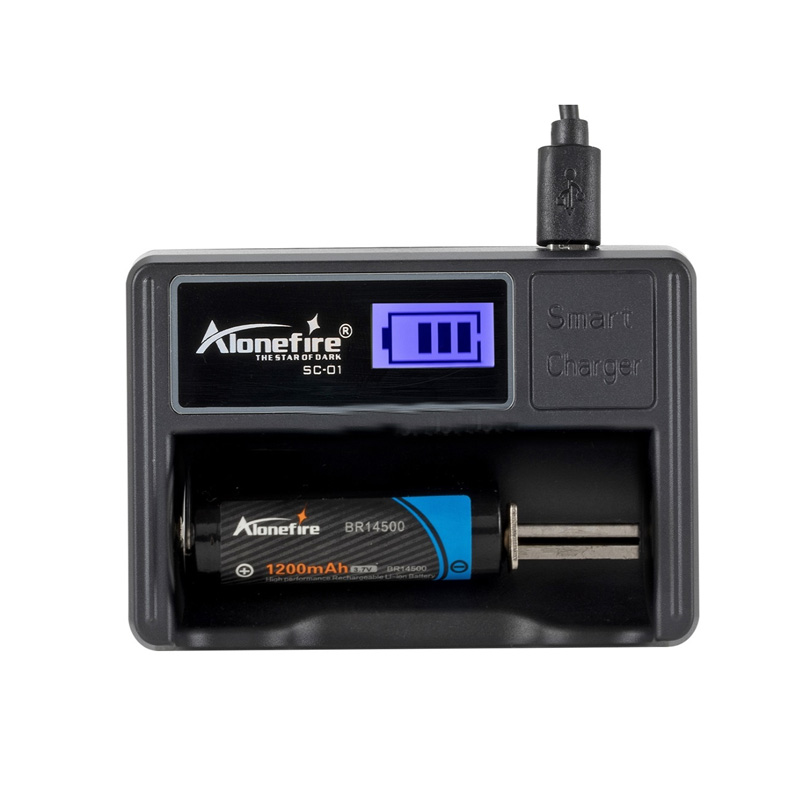 

AloneFire SC-01 Battery Charger LCD Screen Smart Li-ion 18650 14500 16340 26650 AAA AA USB Smart Battery Charger