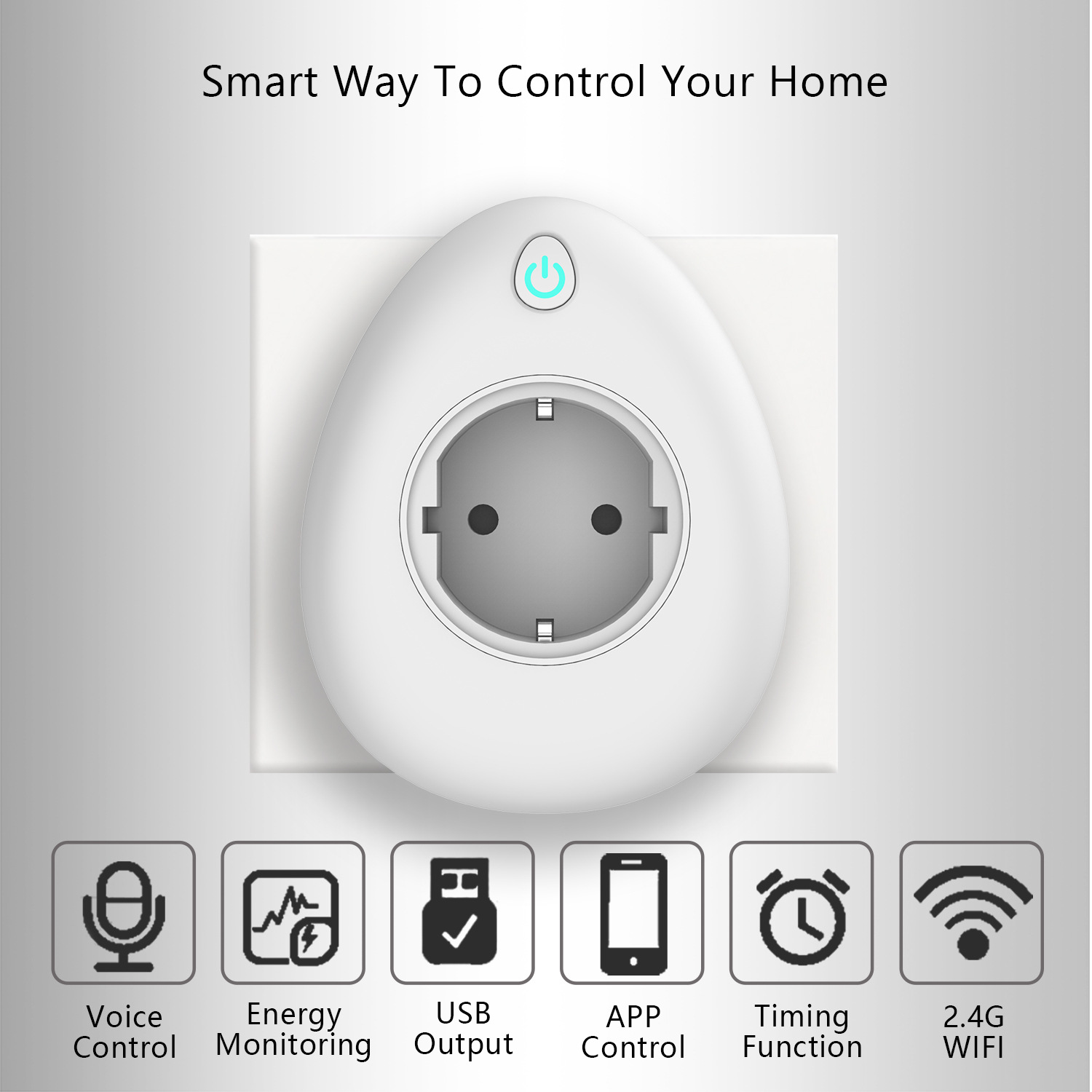 Bakeey 15A USB Charger Smart WiFi Socket Home Switch Voice Remote Control Amazon Alexa Google Home IFTTT Compatible with Tuya APP 7