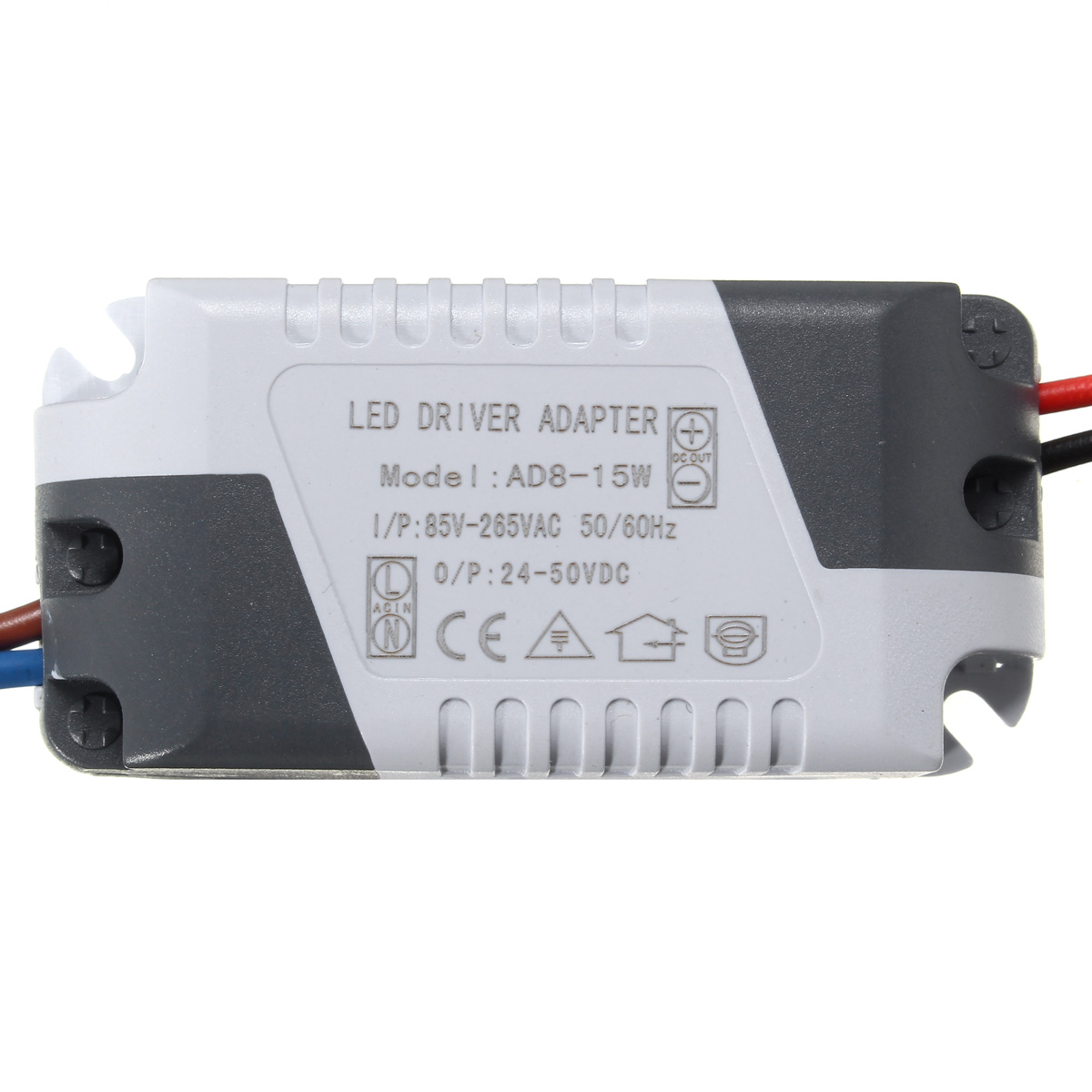 

AC85-265V To DC24-50V 8-15W 300mA LED Light Lamp Driver Adapter Transformer Power Supply