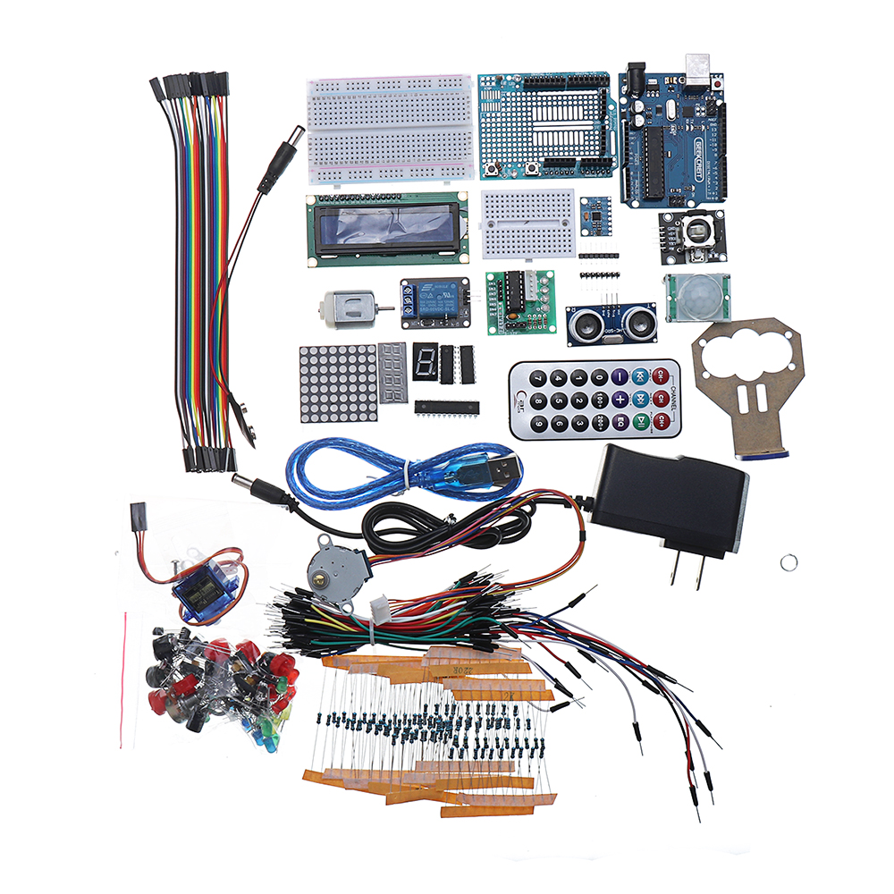 

Geekcreit® UNO Project The Most Complete Starter Kits For Arduino UNO R3 Mega2560 Nano With Power Supply Stepper Motor Plastic Box
