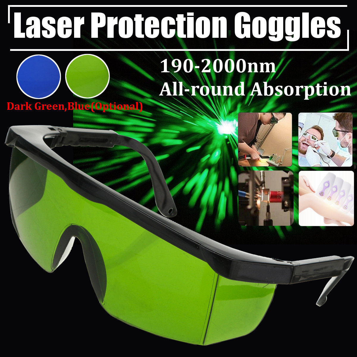 Pro Laser Protection Goggles Protective Safety Glasses IPL OD+4D 190nm-2000nm Laser Goggles 16