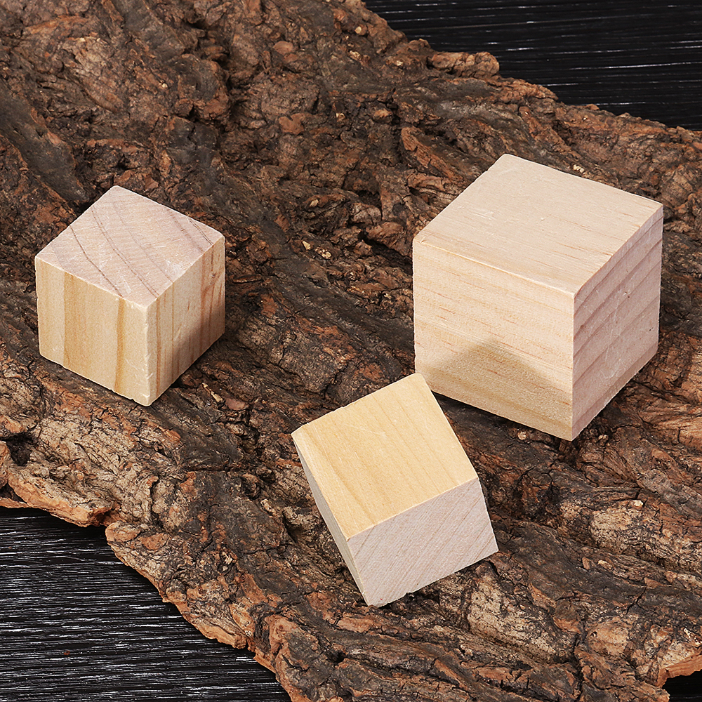 3cm 4cm Pine Wood Square Block Natural Soild Wooden Cube Crafts DIY Puzzle Making Woodworking 17