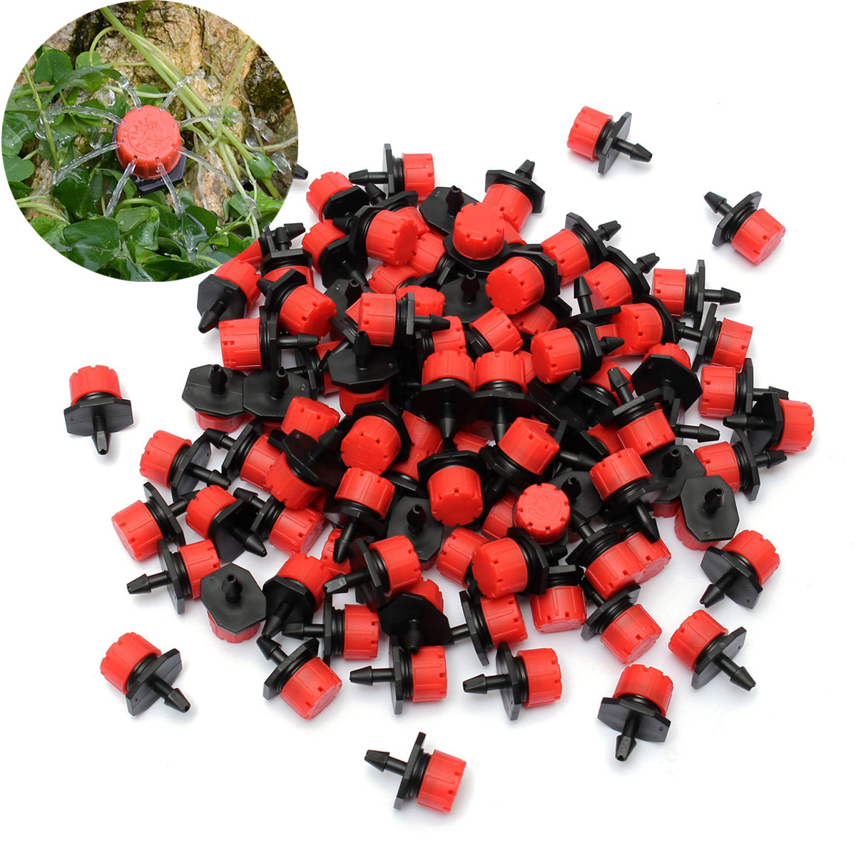 

100Pcs Adjustable Micro Drip Irrigation Watering Emitter Drippers 2.5 x 1.5cm