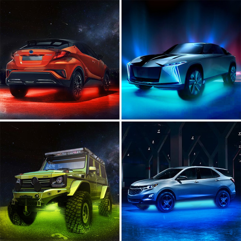 AMBOTHER LED RGB Rock Lights 8 Pods Underglow APP Multicolor Music Sync Waterproof Neon with 24 Key 4 Key Remote Controller Exterior Under Glow Light for Trucks Car Off Road 