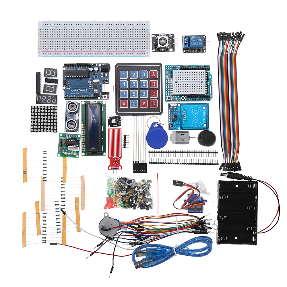 

Geekcreit® Starter Kits For Arduino Uno R3 - Uno R3 Breadboard And Holder Step Motor / Servo /1602 LCD / Jumper Wire/ UNO R3