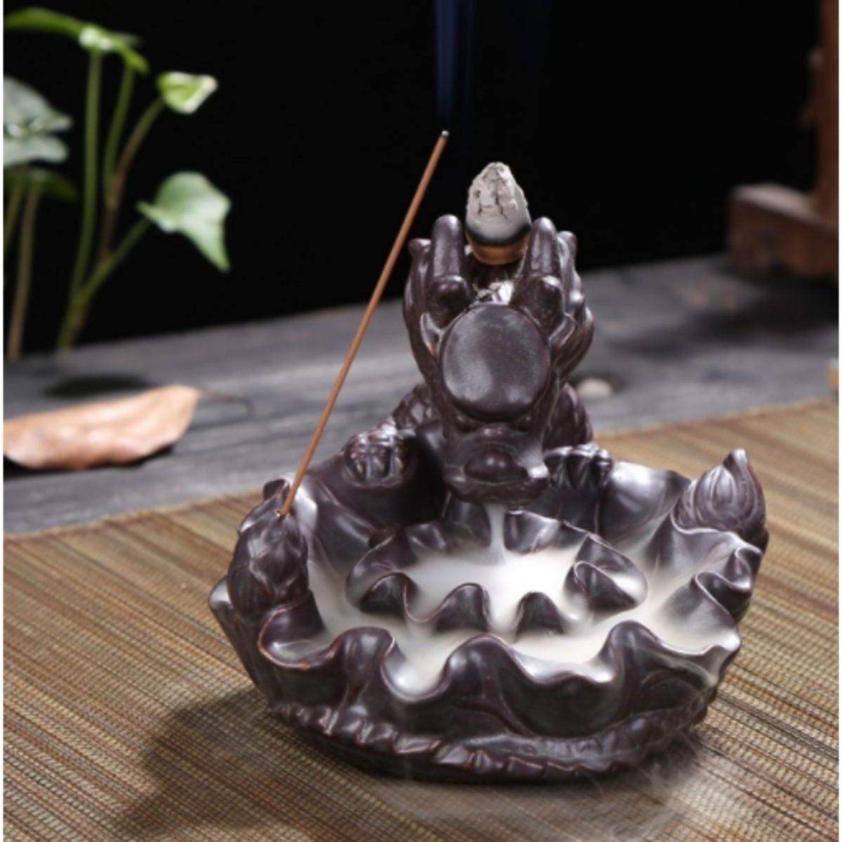 

Ceramic Dragon Pond Backflow Incense Stick Burner Cones Holder Ash Catcher Fragrance Censer