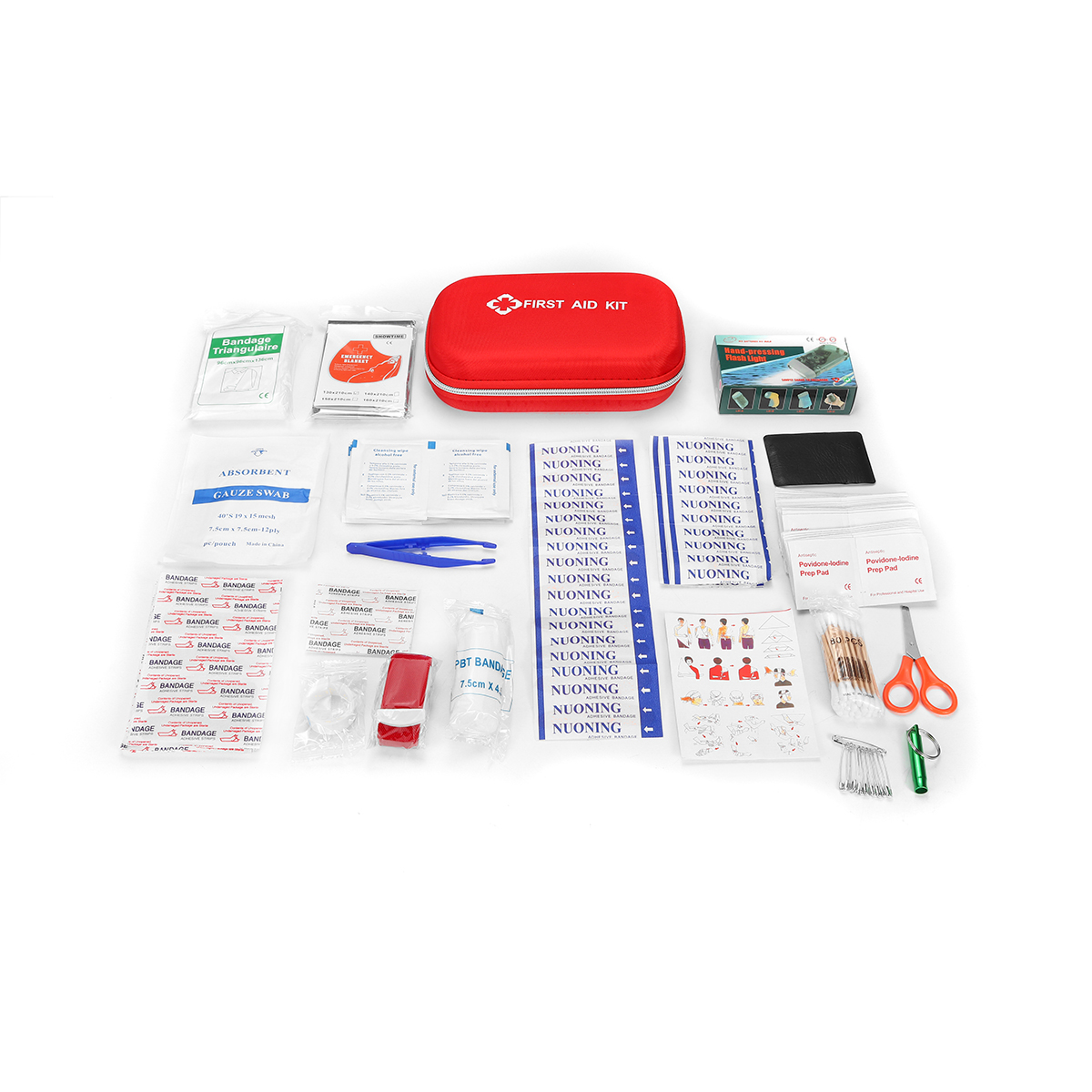 

215pcs First Aid Kit Emergency Bag Home Car Outdoor American Red Cross Guide Set