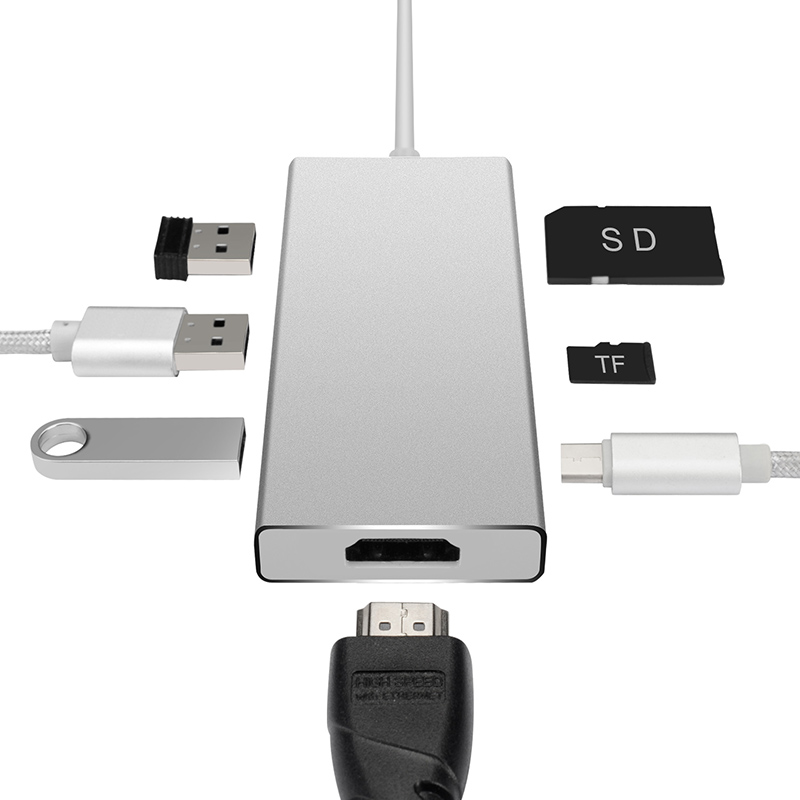 

Type C USB 3.0 to High Definition Мультимедийный интерфейс 2K TF / SD USB-конвертер для мобильного телефона Ноутбук