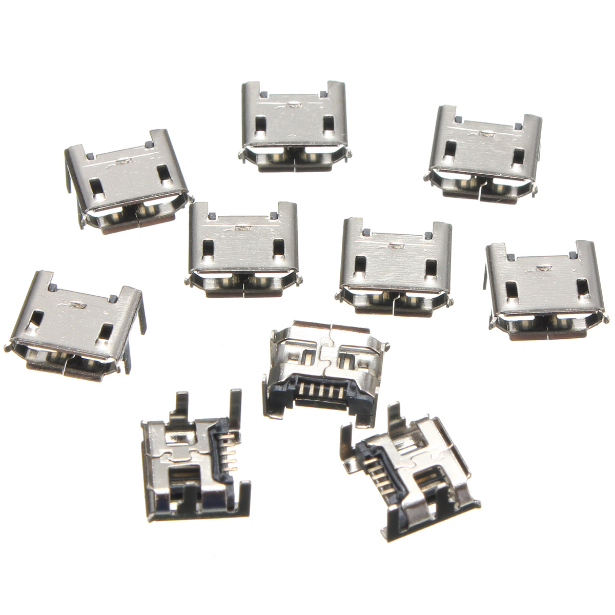 

200pcs Micro USB Type B 5 Pin Female Socket 4 Vertical Legs For Solder Connector