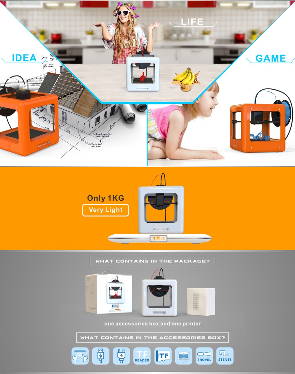 Easythreed® NANO Fully Assembled Mini 3D Printer for Household Education & Students 90*110*110mm Printing Size Support One Key Printing with CE Certificate 10