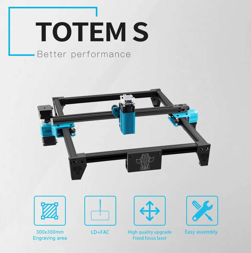 Twotrees New Edition TOTEM S 40W mini macchina per incisione laser macchina per incisione laser incisore laser 60% preinstallato 300X300 mm 