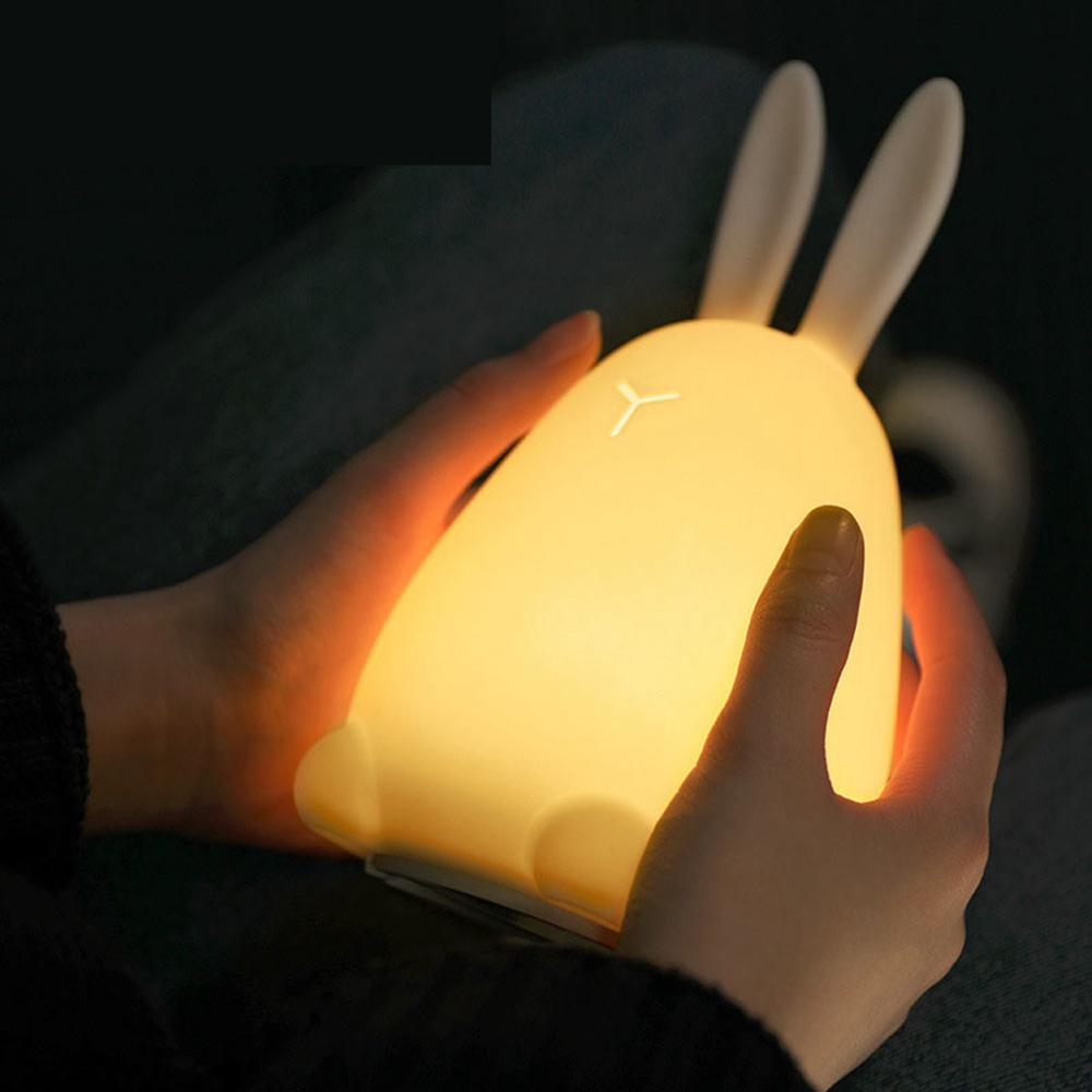 

Кролик LED Ночной свет Силиконовый Пэт-контроль Многоцветный для детей Детский детский сад Дыхание Луна Лампа