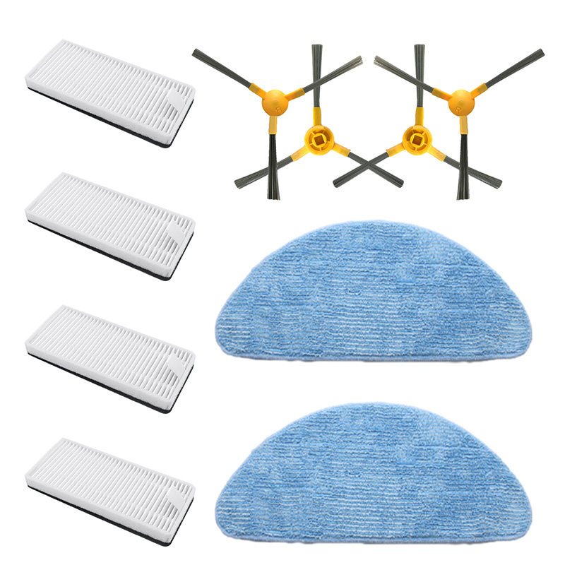 

Replacement Kit for NEATSVOR X500 Vacuum Cleaner Mop Cloth*2 Filters*4 Sponge*4 Side Brushes*2
